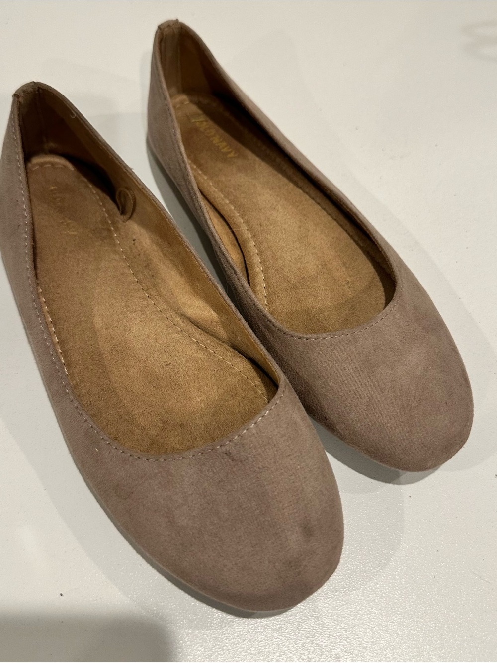 Old Navy Taupe Suede-Look Ballet Flats
